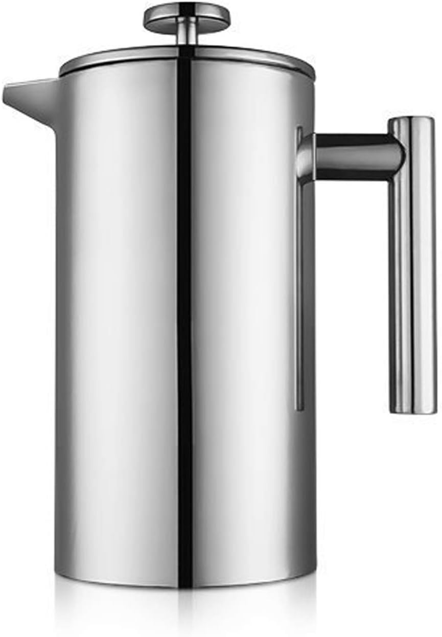 French Press Coffee Maker 1.5 Liter Stainless Steel Double-Walled Insulated French Press Caffettiera Coffee Pot with 2 Extra Strainers, Silver 1500 ml