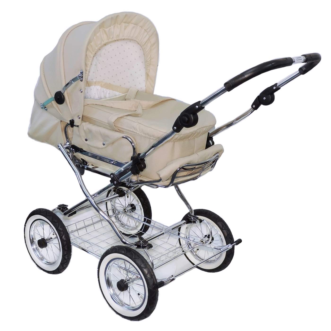 Eichhorn Combination Pushchair with Leather Strap Frame with Slide Height Adjustment with Fixed Carry Bag LuxVersion Pneumatic Tyre