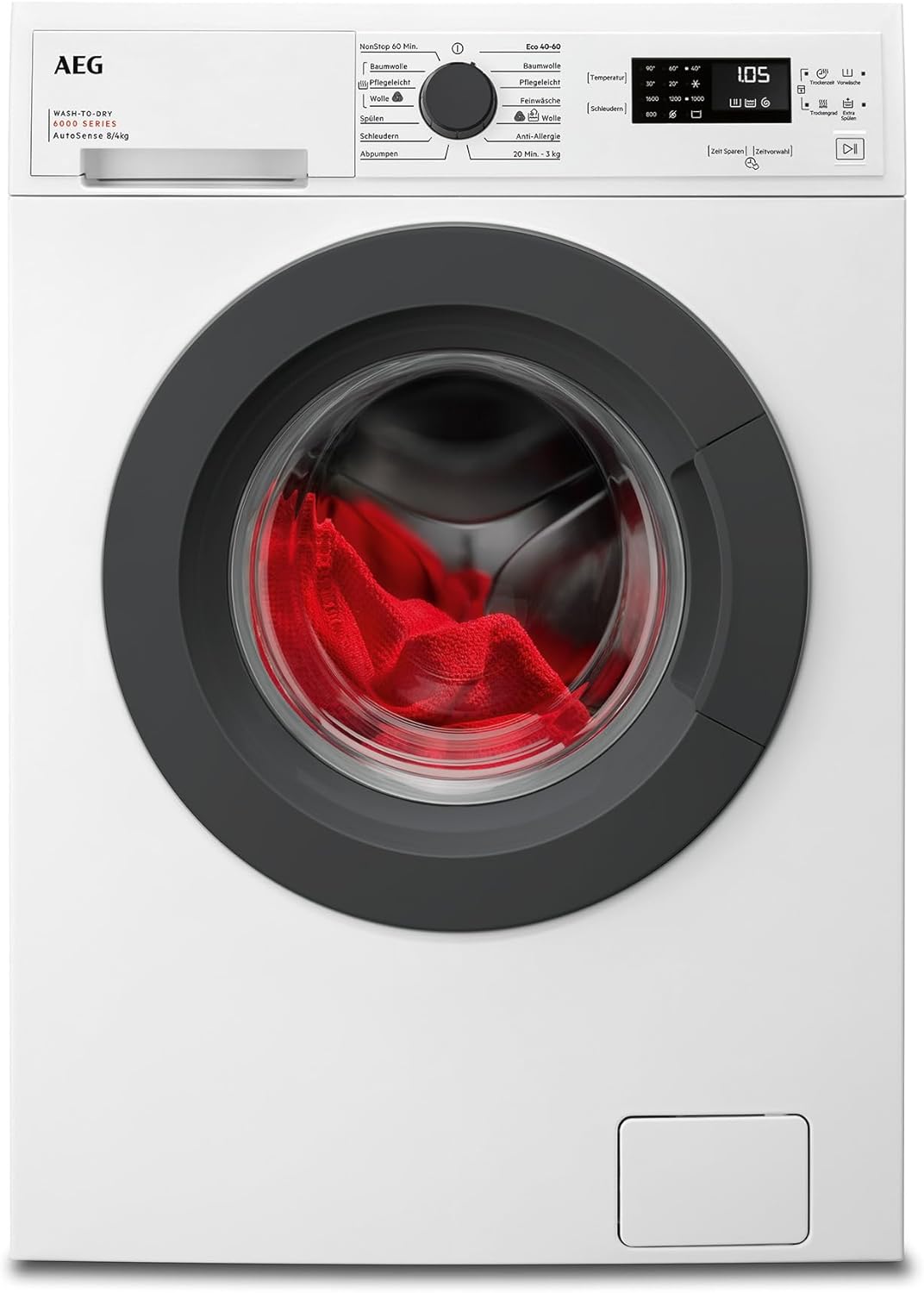 AEG Washing Dryer, 8 kg Wash, 4 kg Drying, Series 6000 Wash-to-Dry - 5 Combination Programs Washing and Drying without Interruption, D/A, Automatic Volume, Start Time Delay, 1600 rpm, LWK6A50680