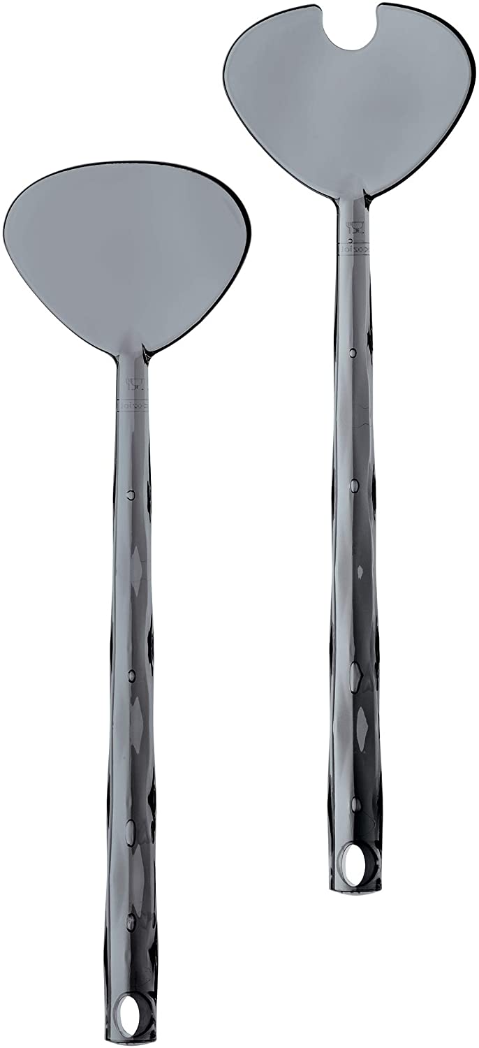 Koziol Large Plastic \"Crystal 2.0\" Salad Servers - Transparent Anthracite
