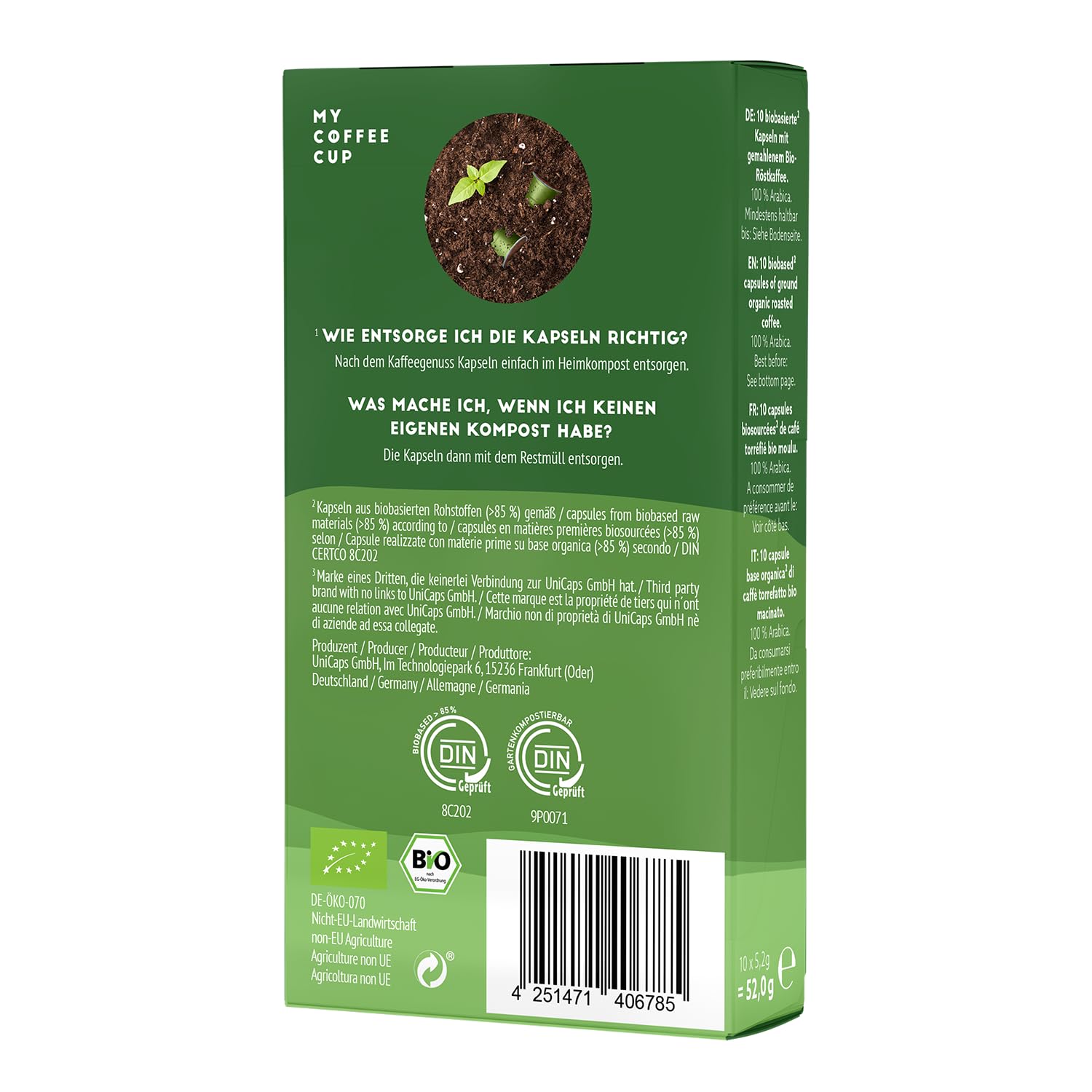 MY-COFFEE CUP My Coffee Cup - Single Origin Ethiopia - Organic Coffee I Coffee Capsules for Nespresso®³ Capsule Machines I 100% Home and Garden Compostable I Sustainable - 0% Aluminum