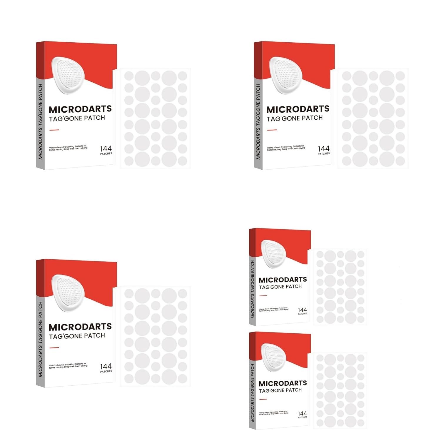 Microdarts Tag'Gone Skin Patches, Microdart Patches for Skin Tag Removal, Pimple Patches, Anti-Pimple Patches, Microdarts Tag'Gone Patch for Facial Blemishes, 5 Box