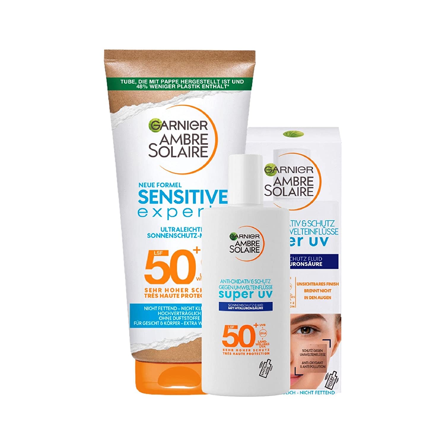 Garnier Ambre Solaire Antioxidant Super UV Sun Protection Cream with SPF 50+, Light and Non-Greasy Sun Cream with Hyaluronic Acid, 40ml