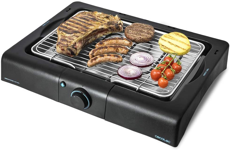 Cecotec Electric Grill Made of Stainless Steel, Grease Tray, Temperature Adjustable, Black