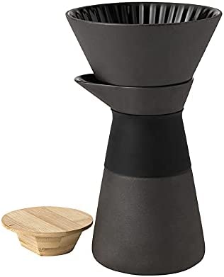 Stelton Theo Coffee Filter Jug, Stone, Black, 14 x 14 x 23.5 cm