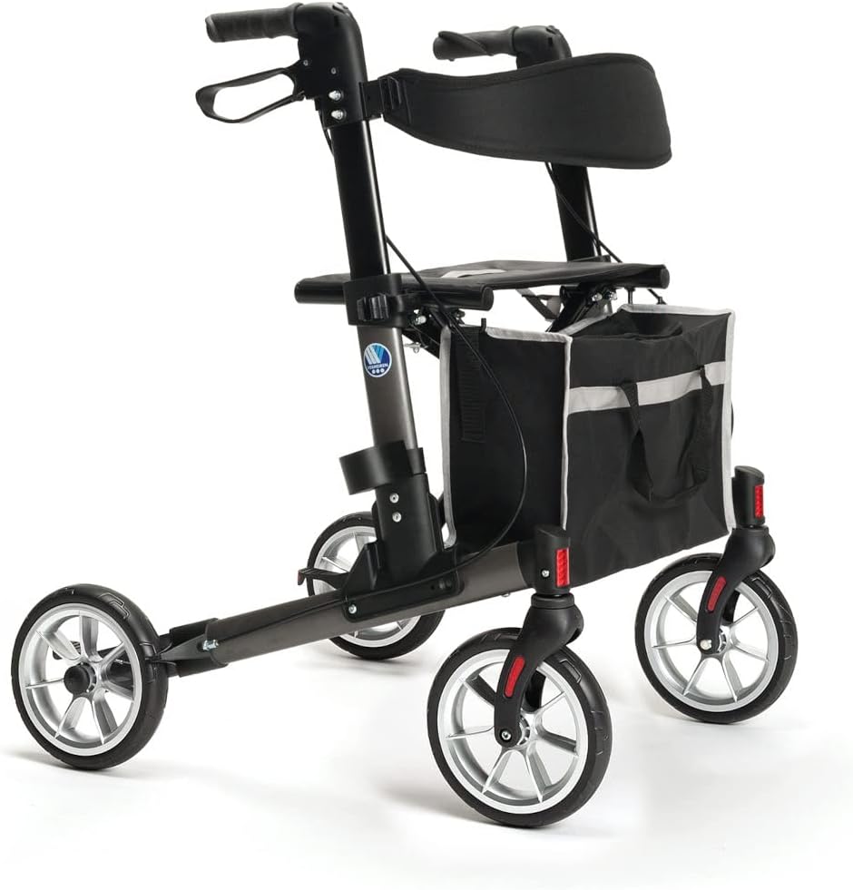 FabaCare Quava Lightweight Folding Rollator Carbon Grey with FabaCare Safety Reflectors
