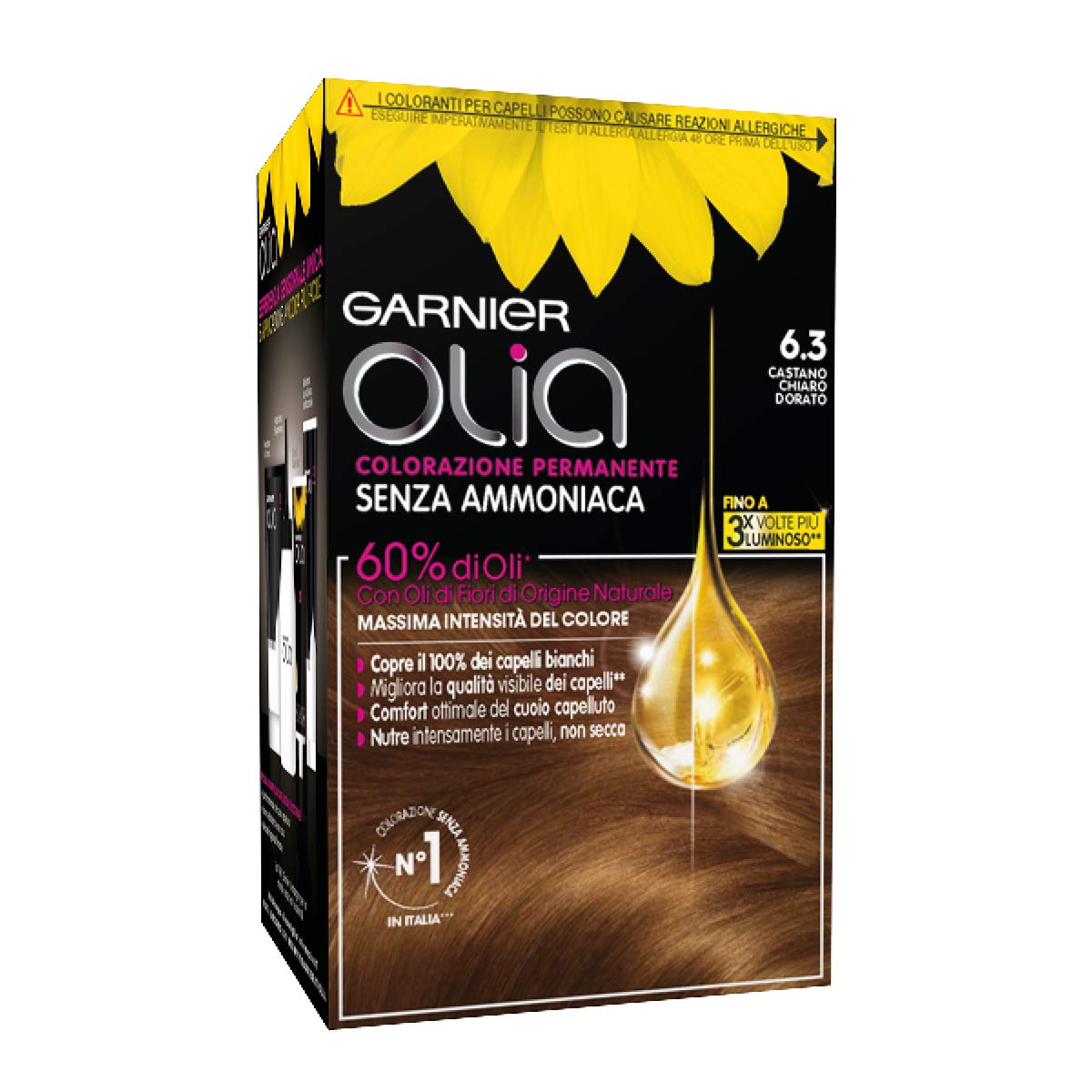 Garnier Olia Permanent Hair Coloration and Dye, 6.3 Golden Brown