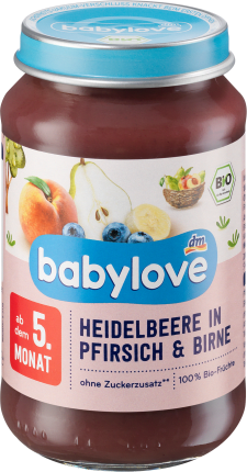 babylove Fruits Blueberry & Peach in pear from the 5th month, 190 g