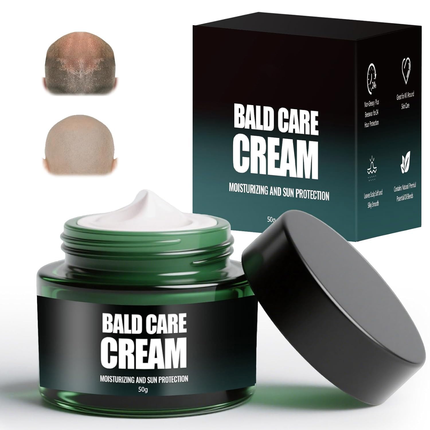 Nourishing Bald Cream, Scalp Care Cream, Moisturizing Cream for Bald Scalp, Olive Oil & Squalane for Dry/Irritated Scalp, Care After Shaving, Oil Control, Relief Sensitive Skin