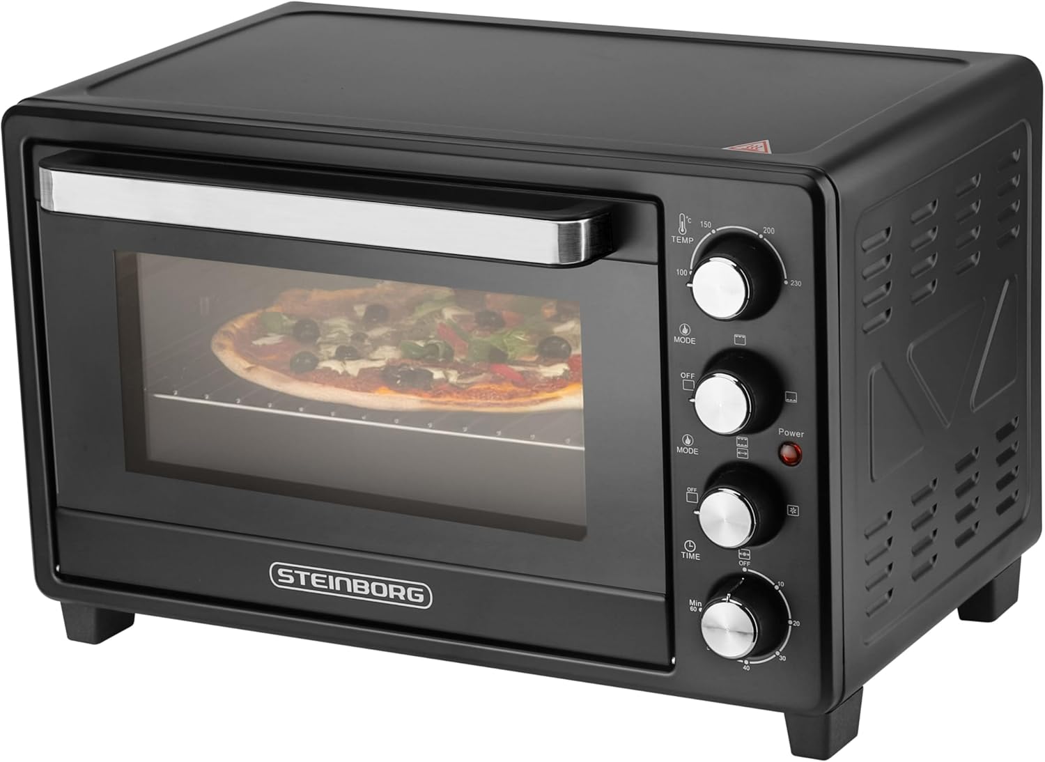 Steinborg 35 Liter Mini Oven with Convection Air & Rotisserie Crumb Tray Top and Bottom Heat 1,600 Watt Mini Oven with Timer Small Oven Freestanding Continuous Temperature Control up to 230 °C