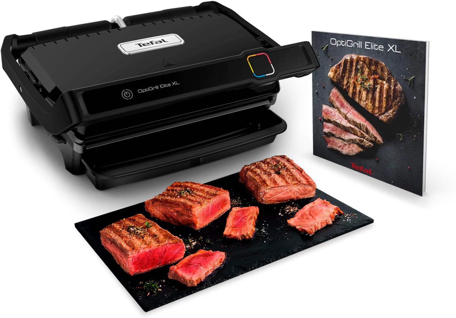 Tefal OptiGrill Elite XL Contact Grill, Automatic Cooking Time Adjustment, Perfect Results, 16 Programs, Digital Display with Cooking Level Display, Removable XL Plates, Electric Grill, Black,