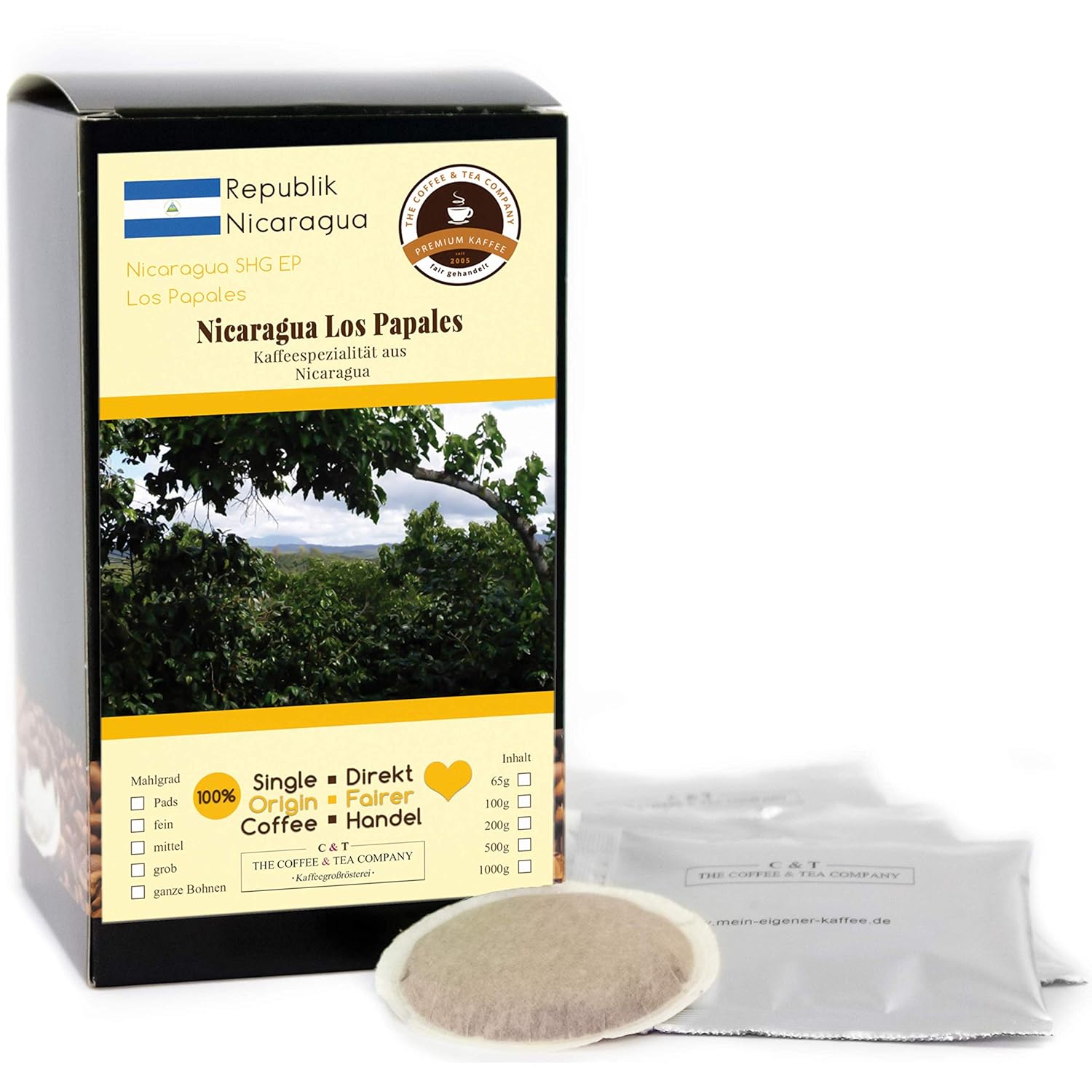 Kaffee Globetrotter Coffee Globetrotter - Coffee with Heart - Nicaragua Los Papales - 30 Premium Coffee Pods - for Senseo Coffee Machine - Top Coffee Fair Trade Supports Social Projects
