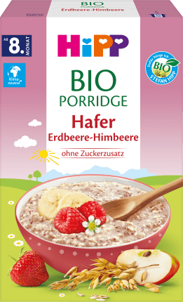 HiPP Porridge Organic oats strawberry-raspberry from the 8th month, 250 g