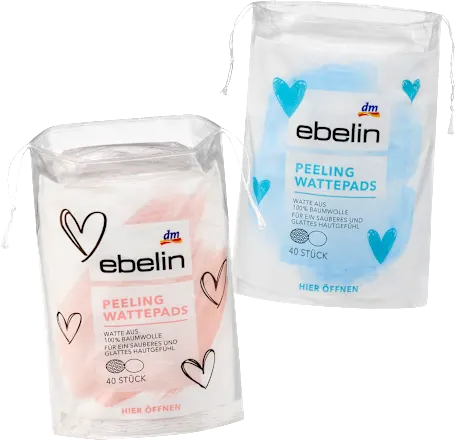 ebelin Cotton pads exfoliating hearts, 40 pieces
