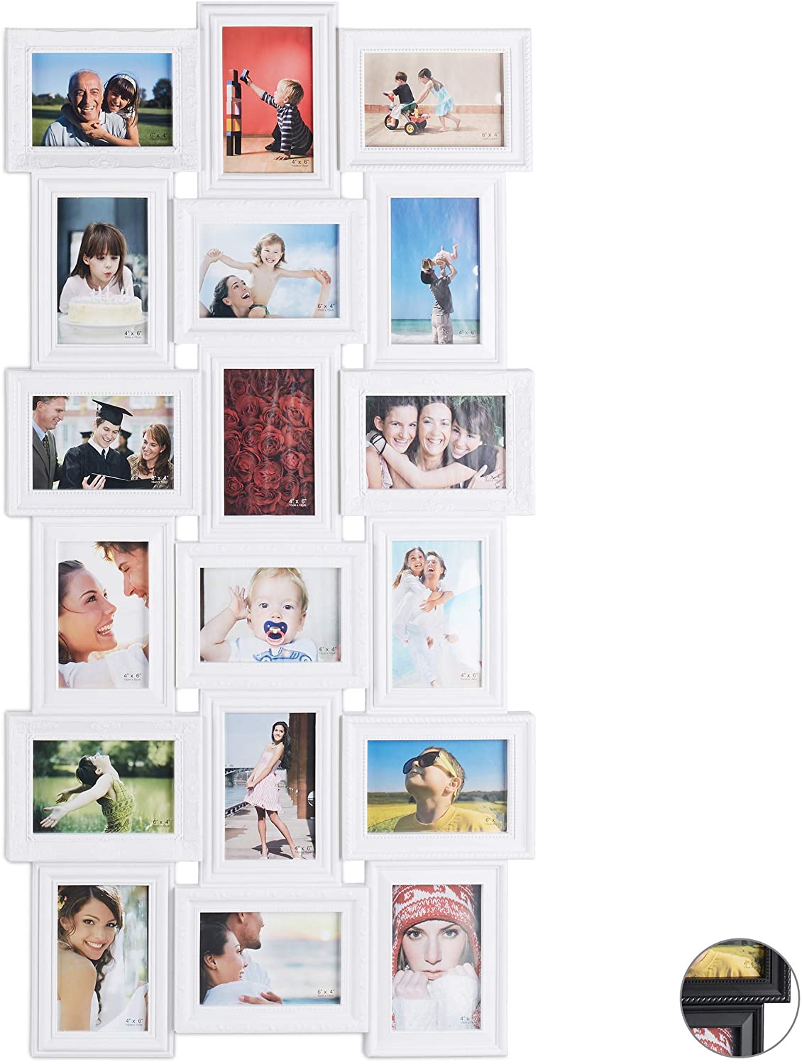 Relaxdays Collage Photo Frame 18 Pictures 10 X 15 Cm Portrait And Landscape