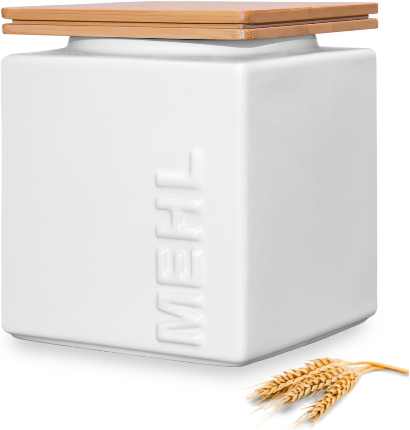 HWG-Home® - Flour Storage Airtight 1 kg - For Long Durability - Design Flour Box and Storage Container Made of Ceramic Square Stackable to Save Space