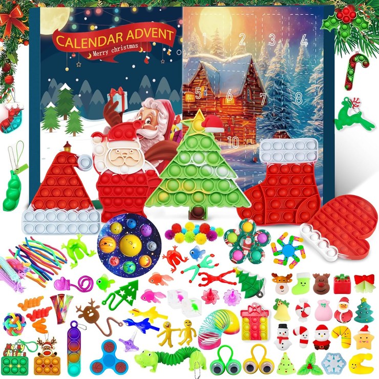 donciety Fidget Advent Calendar 2024 for Children 24 Days Christmas Holidays Countdown Advent Calendar for Party Favor, Fidget Toys Sensory Toy Surprise Christmas Goodies for Girls Boys (Pack of 35)
