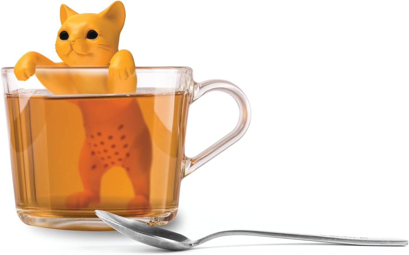 Winkee Store Winkee - Cute Animal Tea Strainer I Tea Strainer for Loose Tea I Funny Tea Infuser I Tea Filter for Cup & Thermal Mug I Silicone Spice I Tea Ball Animal Figure (Cat)