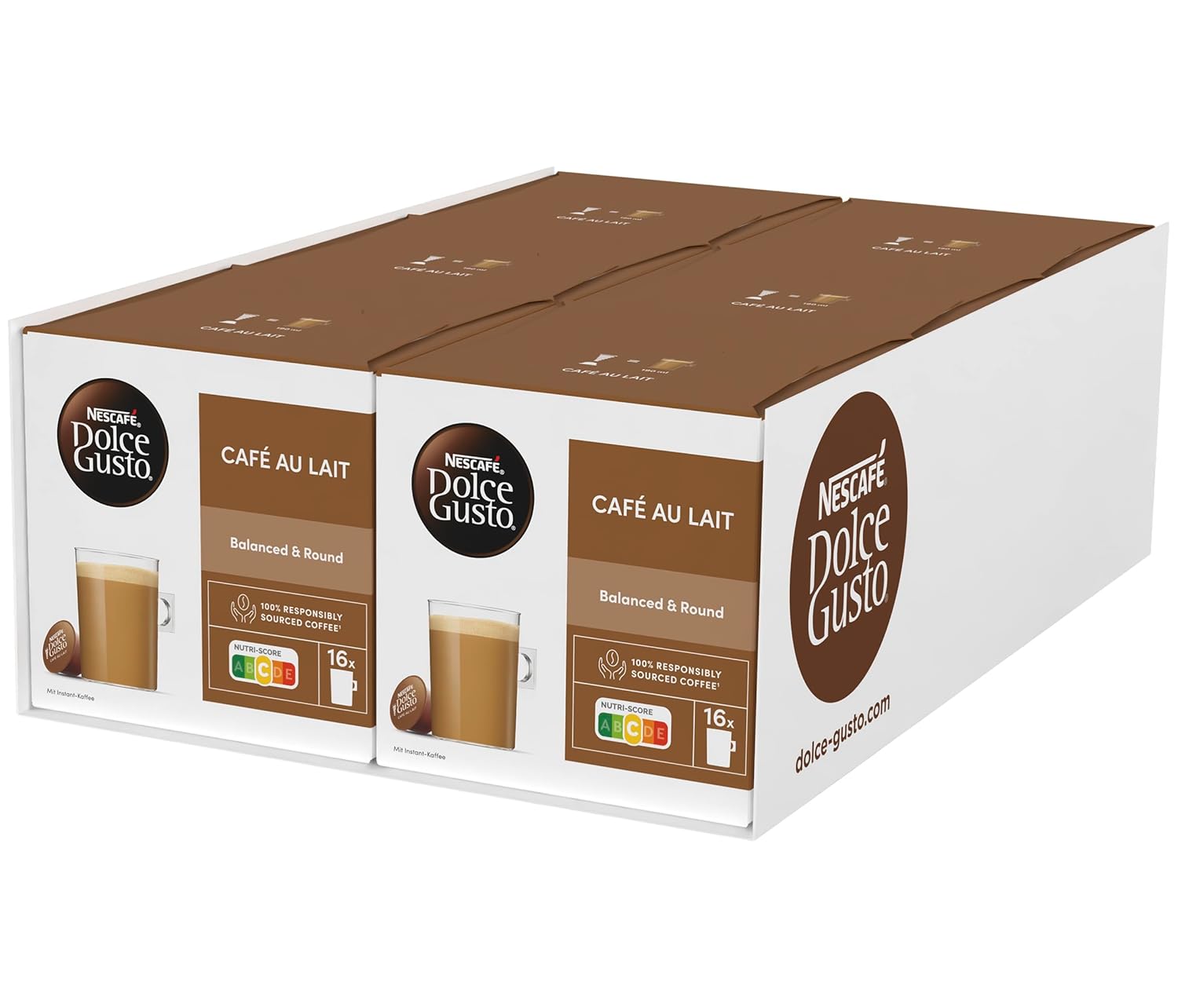 NESCAFÉ DOLCE GUSTO Café au Lait Coffee Capsules Pack of 6 (6 x 16 Capsules)