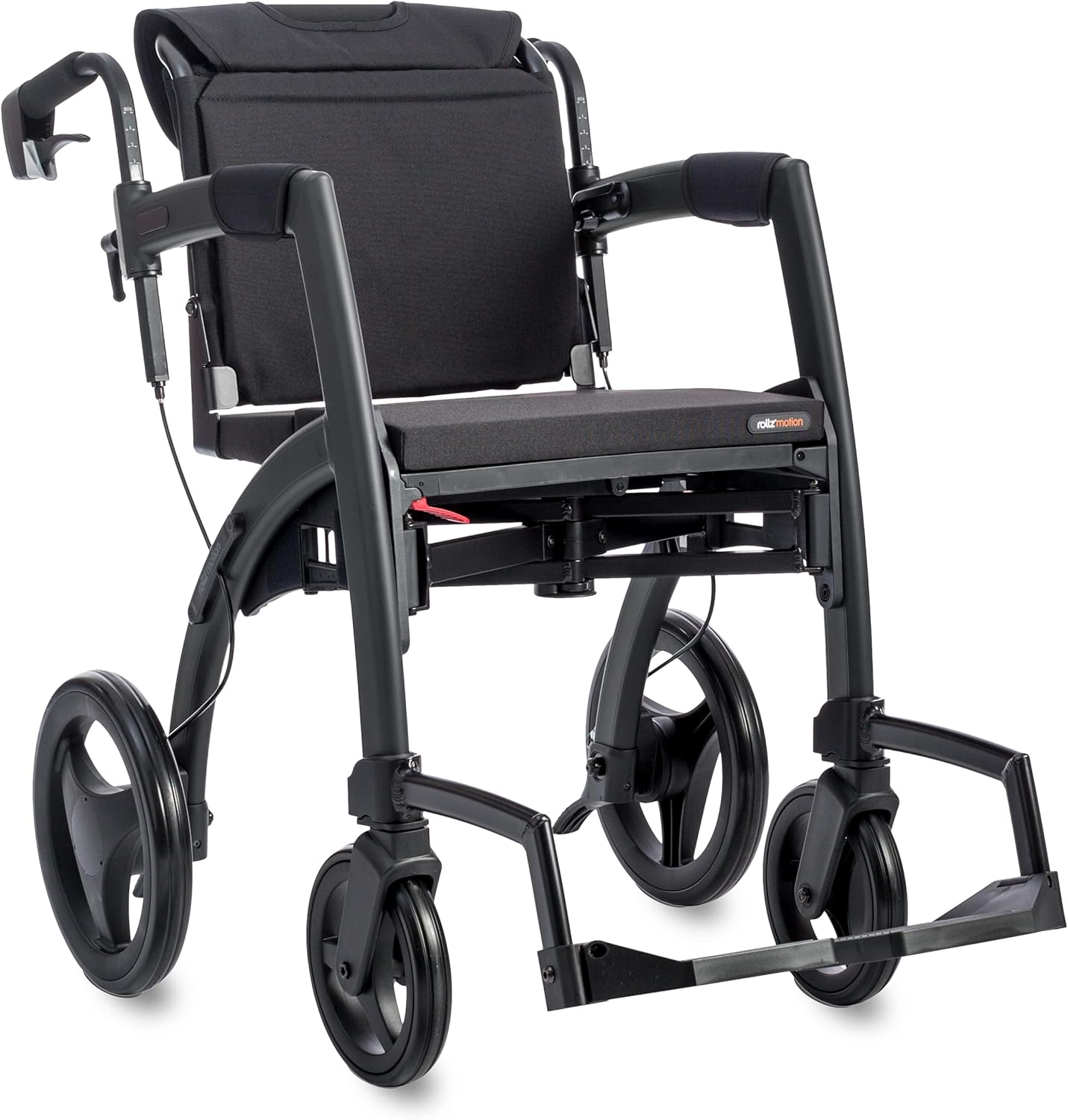 Rollz Motion 2-in-1 Folding Rollator and Wheelchair - Standard - Matt Black