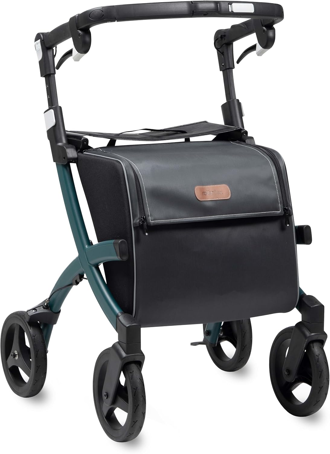 Rollz Flex Rollator, Shopping Trolley, 20 kg Load, with Seat, Foldable, Jungle Green, 62 cm Seat Height