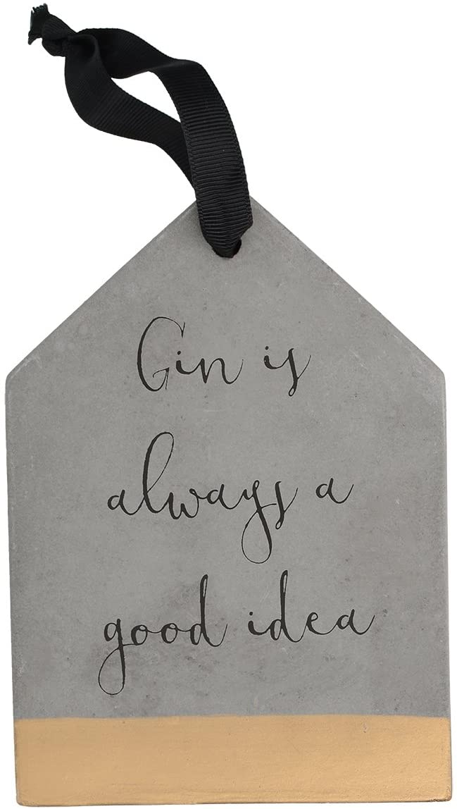 Creative Tops Ava and I Concrete House Wooden Hanging Wall Plaque, Grey, 12.5 x 18 x 6.5 cm