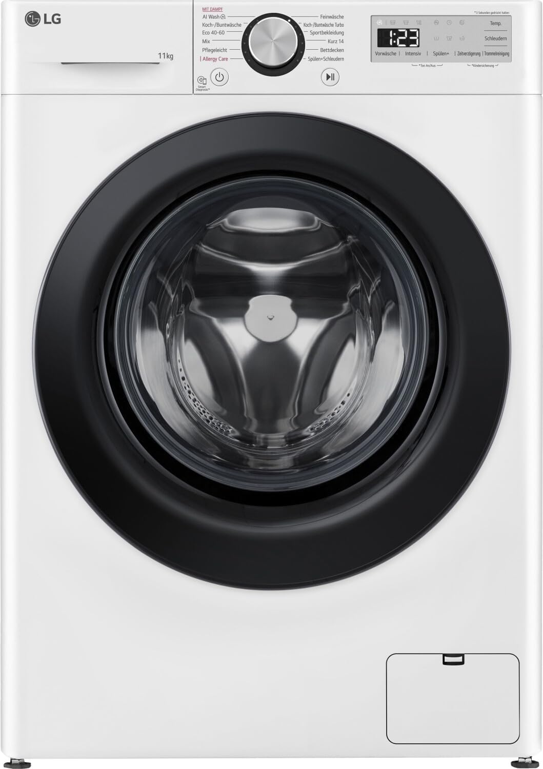 LG F4WR4911P Washing Machine, Front Load, 11 kg, 1350 rpm, AI DD, Steam, 6 Motion, Inverter Direct Drive, Quiet and Efficient, White [Energy Class A]