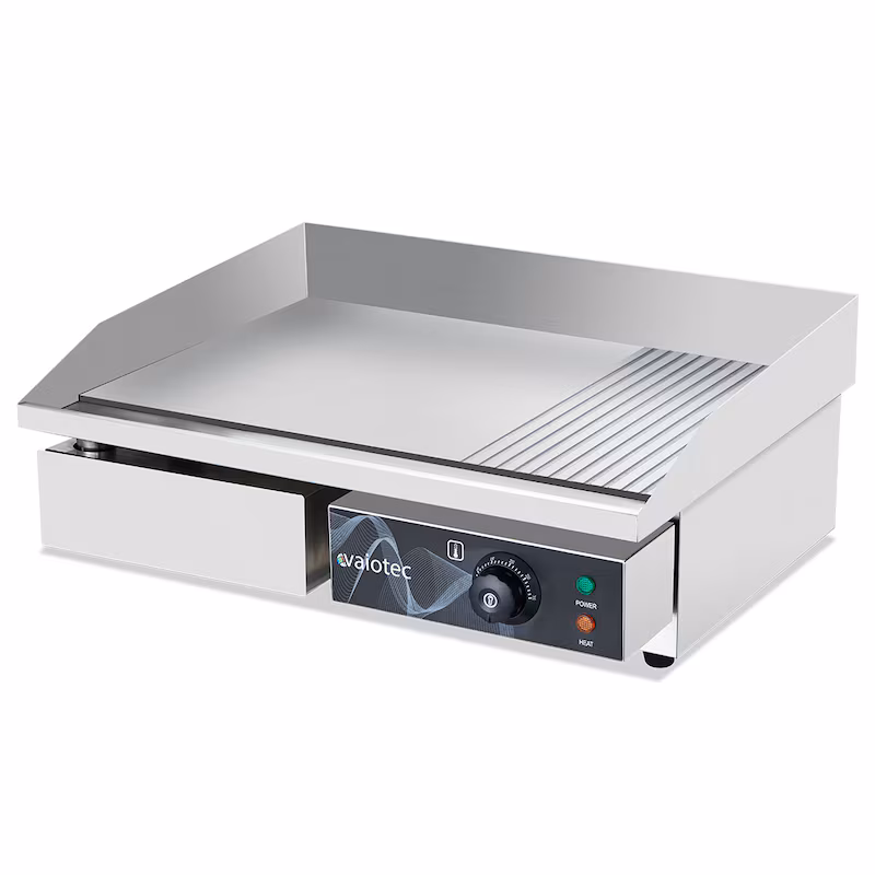 vaiotec electric grill plate, grilling surface 1/3 grooved and 2/3 smooth, 550 x 445 mm