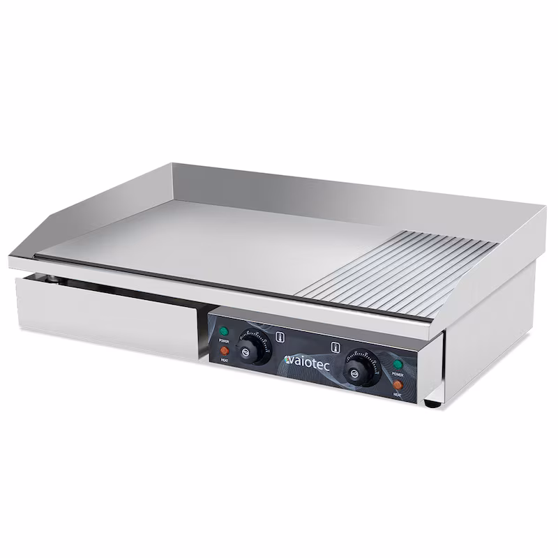 vaiotec electric grill plate, grilling surface 1/3 grooved and 2/3 smooth, 730 x 510 mm