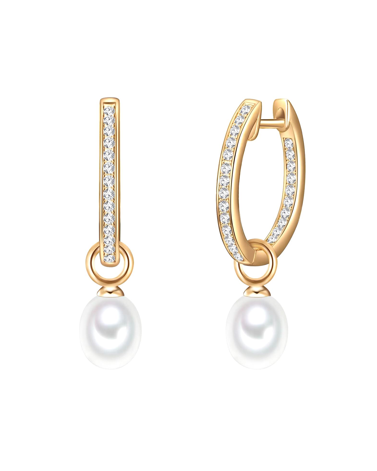 Valero Pearls hoop earrings yellow gold plated freshwater cultured pearls white