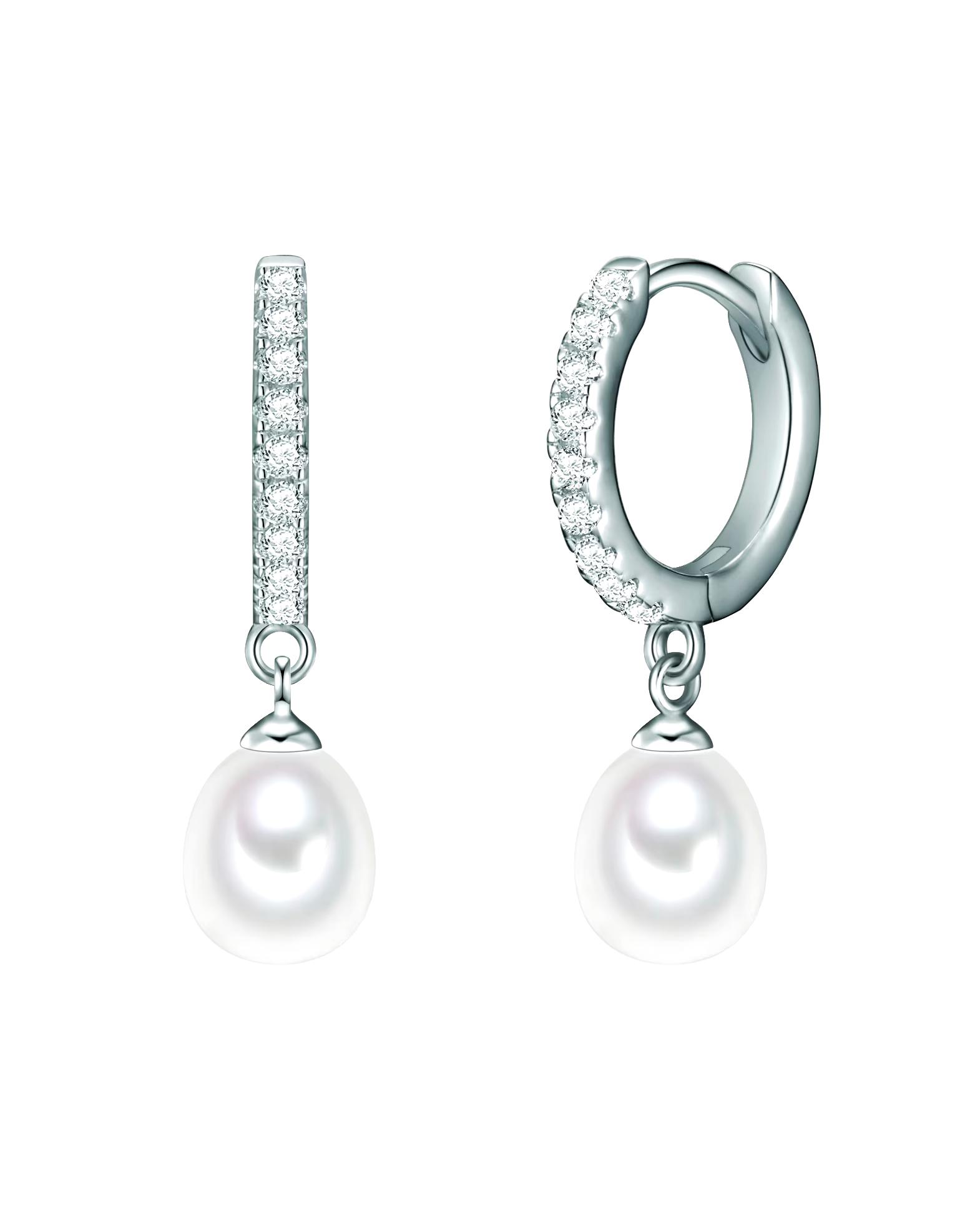Valero Pearls earring hoop earrings yellow gold plated freshwater cultured pearls white