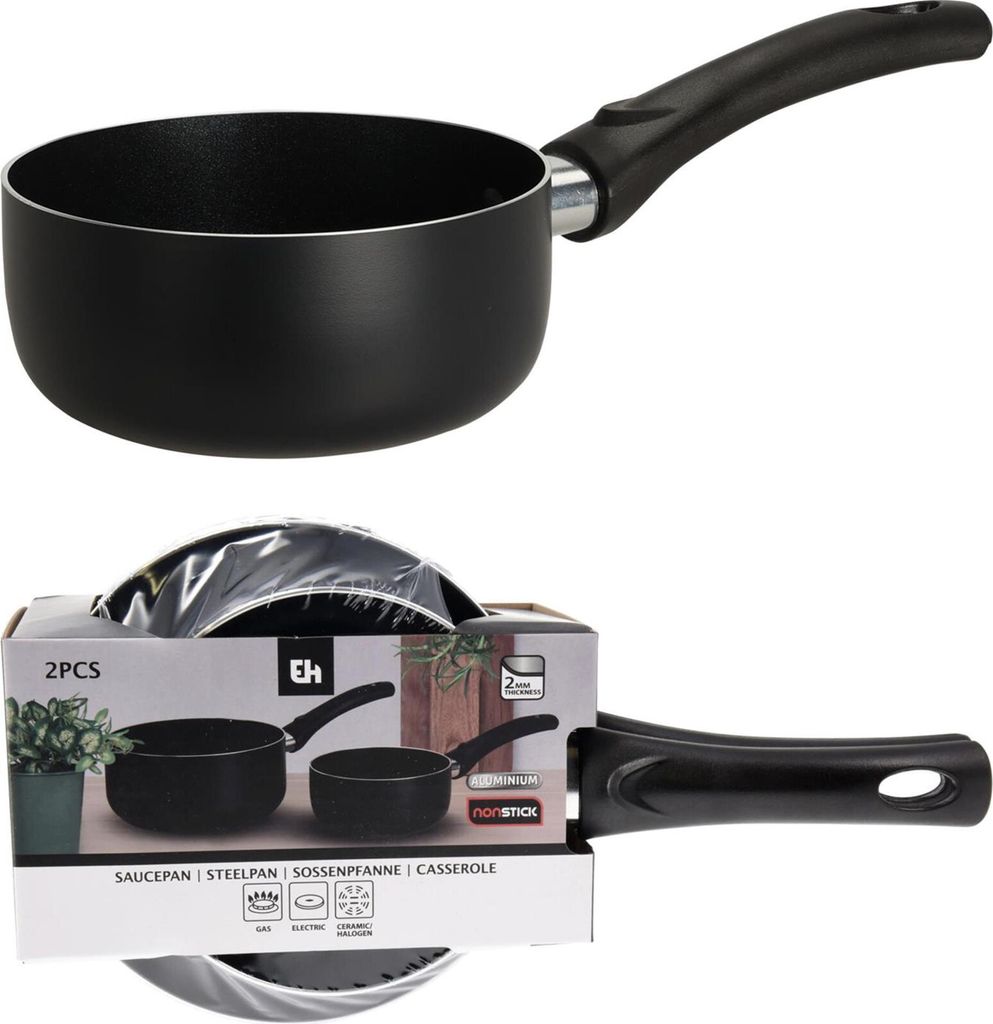 Excellent Houseware van der Meulen Aluminum Cooking Pot Set of 2, Black - Cooking Pan