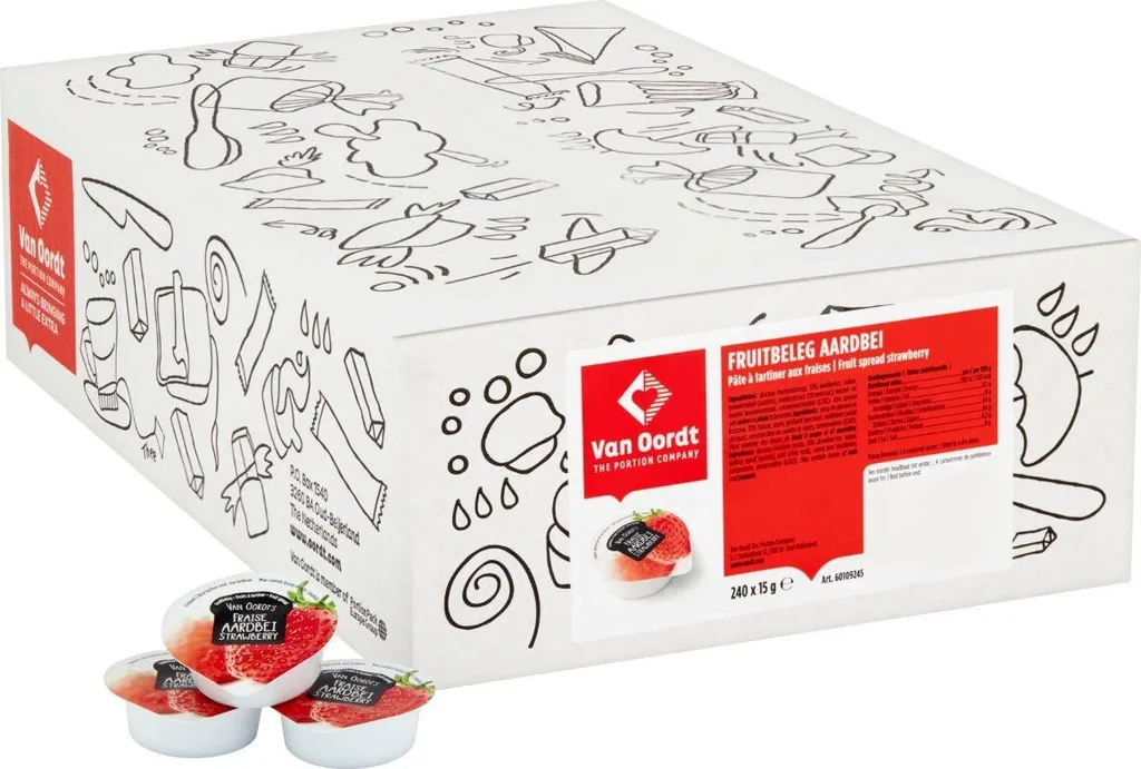 Van Oordt Strawberry Cups with Fruit Topping Box 240 pieces x 15 grams