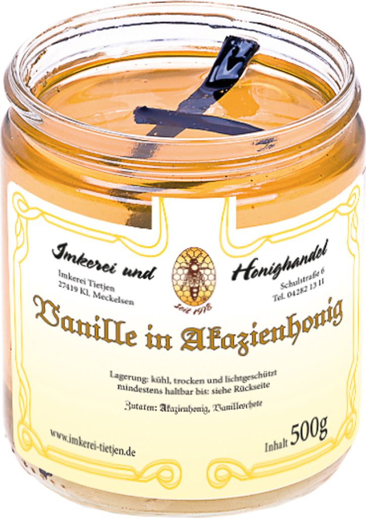 Tietjen Beekeeping Vanilla in Acacia Honey 500g | with Bourbon Vanilla from Madagascar