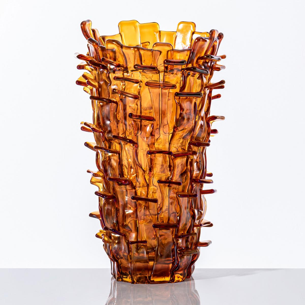 Vase Ritagli, amber/pink by Venini