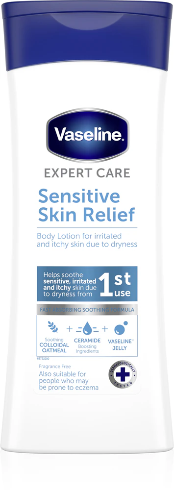 Vaseline Sensitive Skin Relief moisturizing body milk for dry and itchy skin