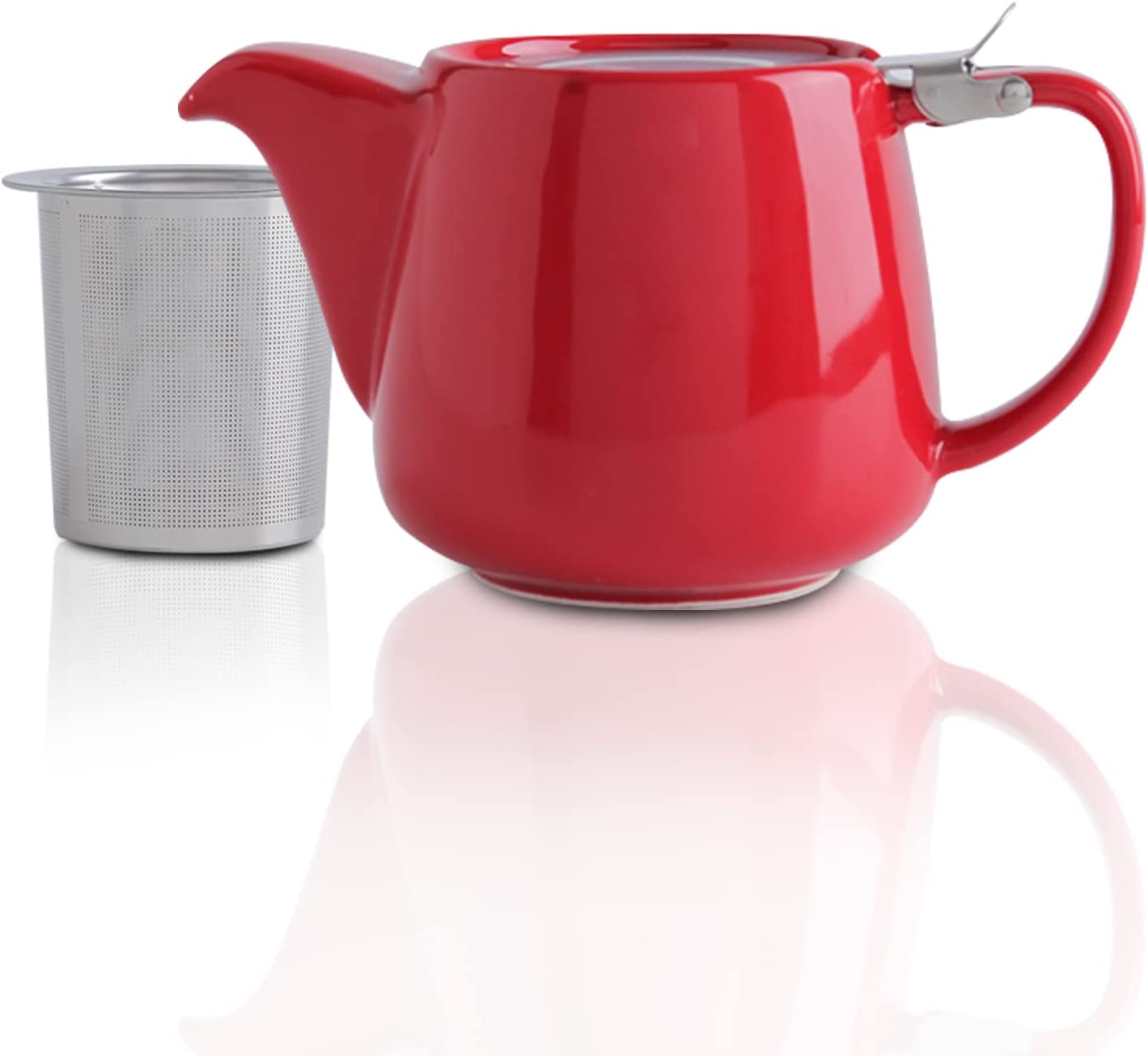VIVILINEN Porcelain Teapot Ceramic Handmade 18/8 Stainless Steel Sieve Stainless Steel Fine Mesh Infuser with Filter