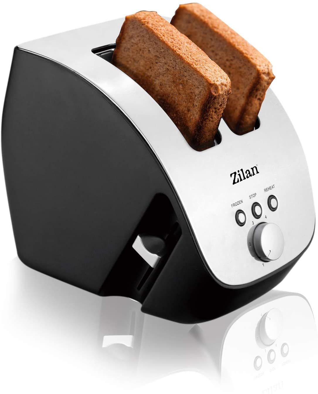Zilan Stainless steel toaster, 2 slices toaster, design toaster, slanted toaster, toast machine, roaster, 1000 watts, stainless steel housing, inox design