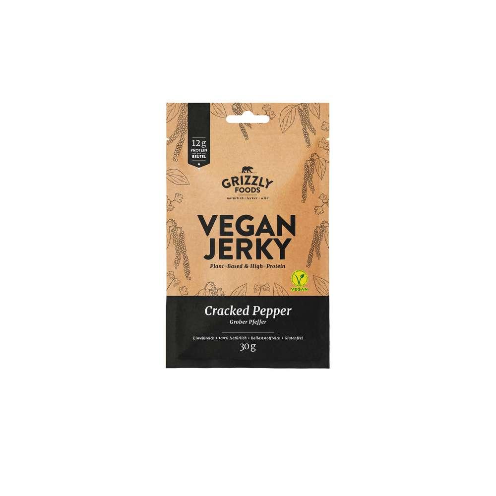 Grizzly Foods Vegan jerky, with coarse pepper, snack