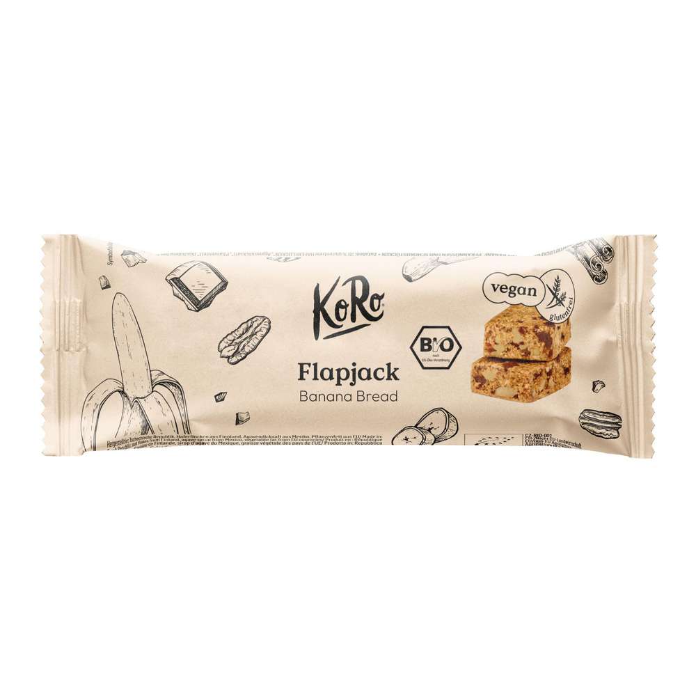KoRo Vegan protein bar, Flapjack Banana Bread