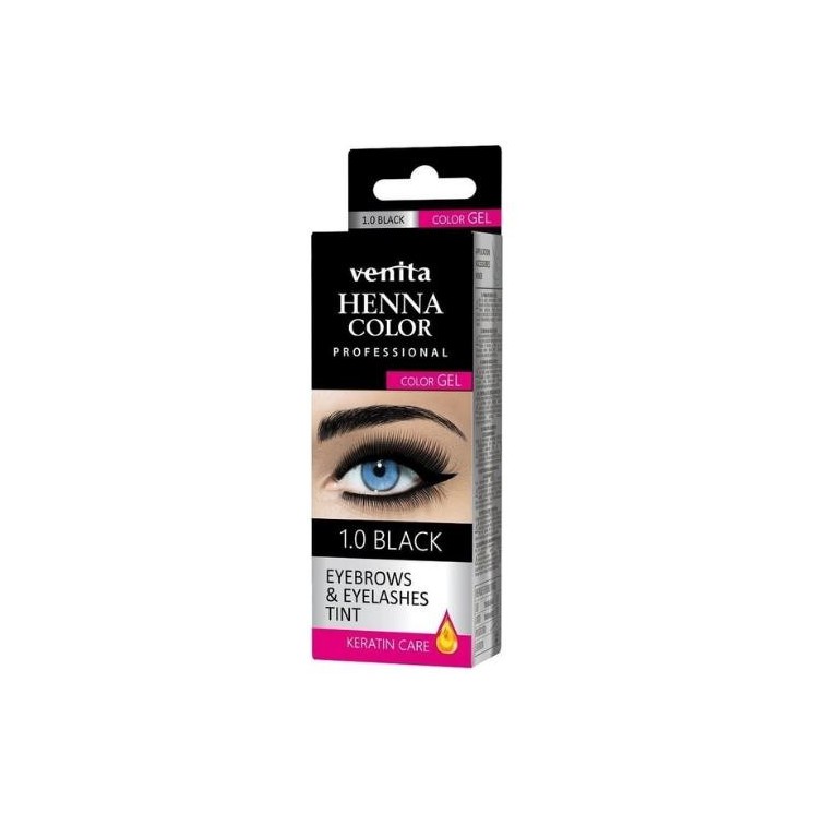 Venita Professional Henna Color Gel Eyebrow and Eyelash Dye /1.0/ Black 15 ml