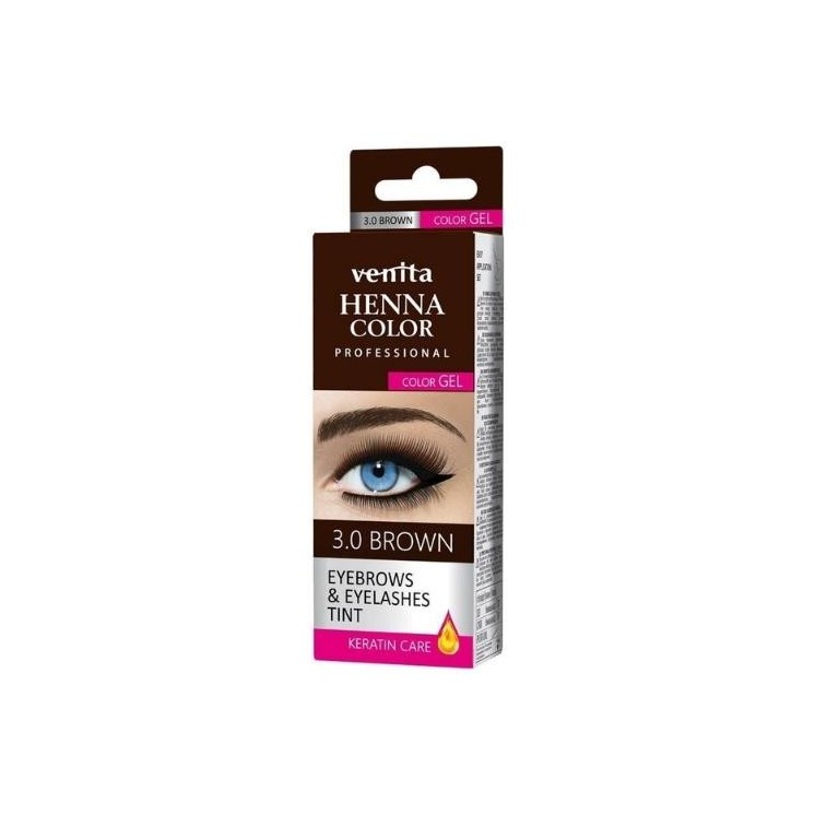 Venita Professional Henna Color Gel Eyebrow and Eyelash Dye /3.0/ Brown 15 ml