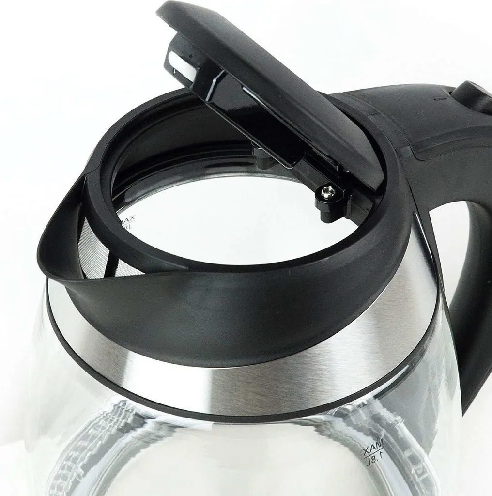Verda Kettle 1.8L 2200W Stainless Steel LED Lighting Cordless Glass Limescale Filter, Glass, 360° Swivel Base, 100% BPA FREE (SN0618L)