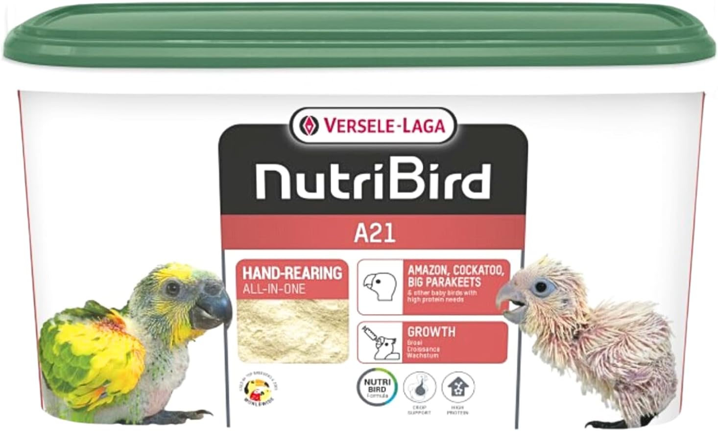 VERSELE-LAGA - NutriBird A21 - Hand Rearing Food for Virgin Parrots - Amazon Parrot, Palm Cockatoo, Large Parakeet - Protein Rich - 3 kg