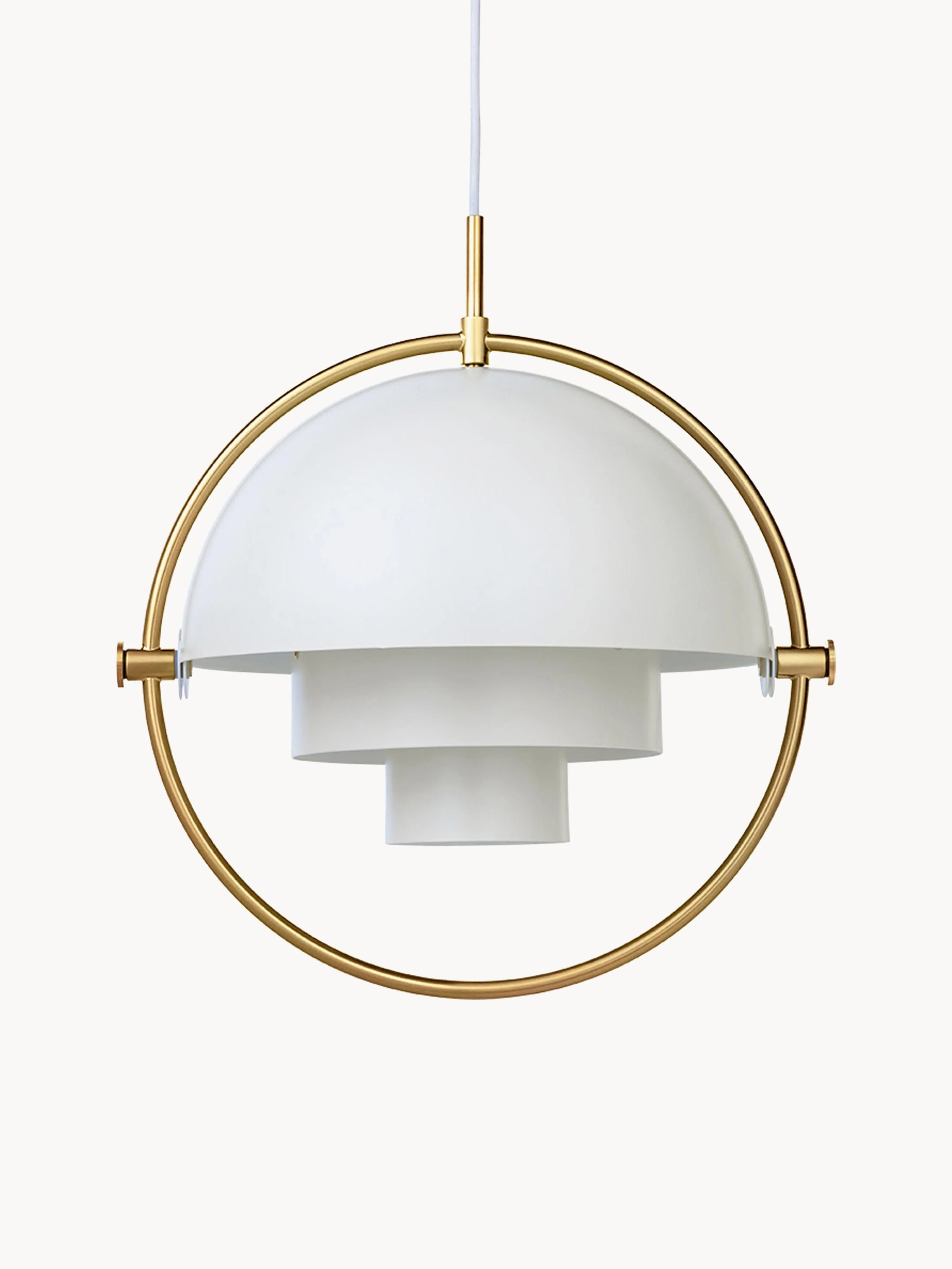 gubi Adjustable pendant light Multi-Lite, in various sizes, Matte white, glossy gold