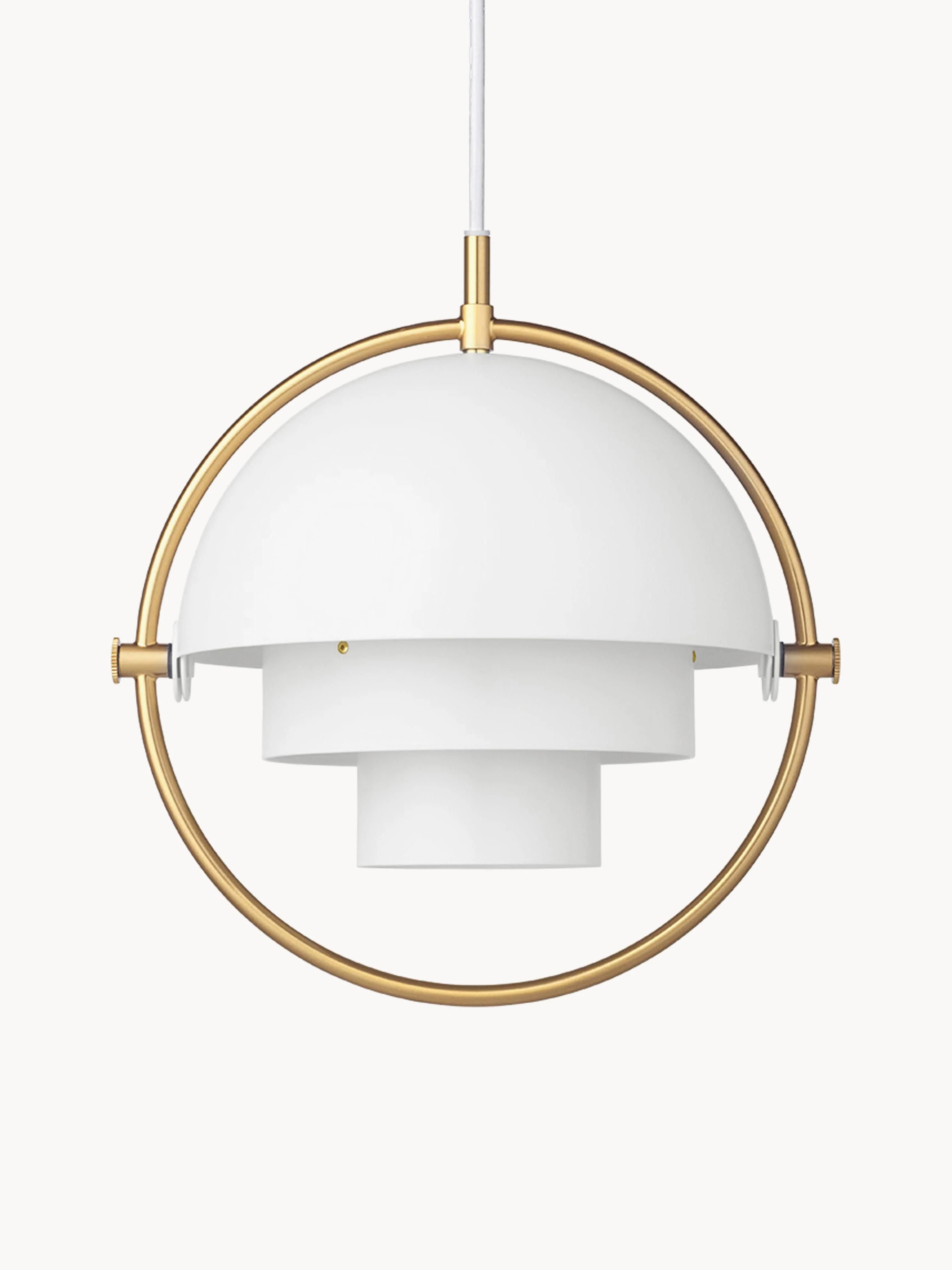 gubi Adjustable pendant light Multi-Lite, in various sizes, Matte white, glossy gold