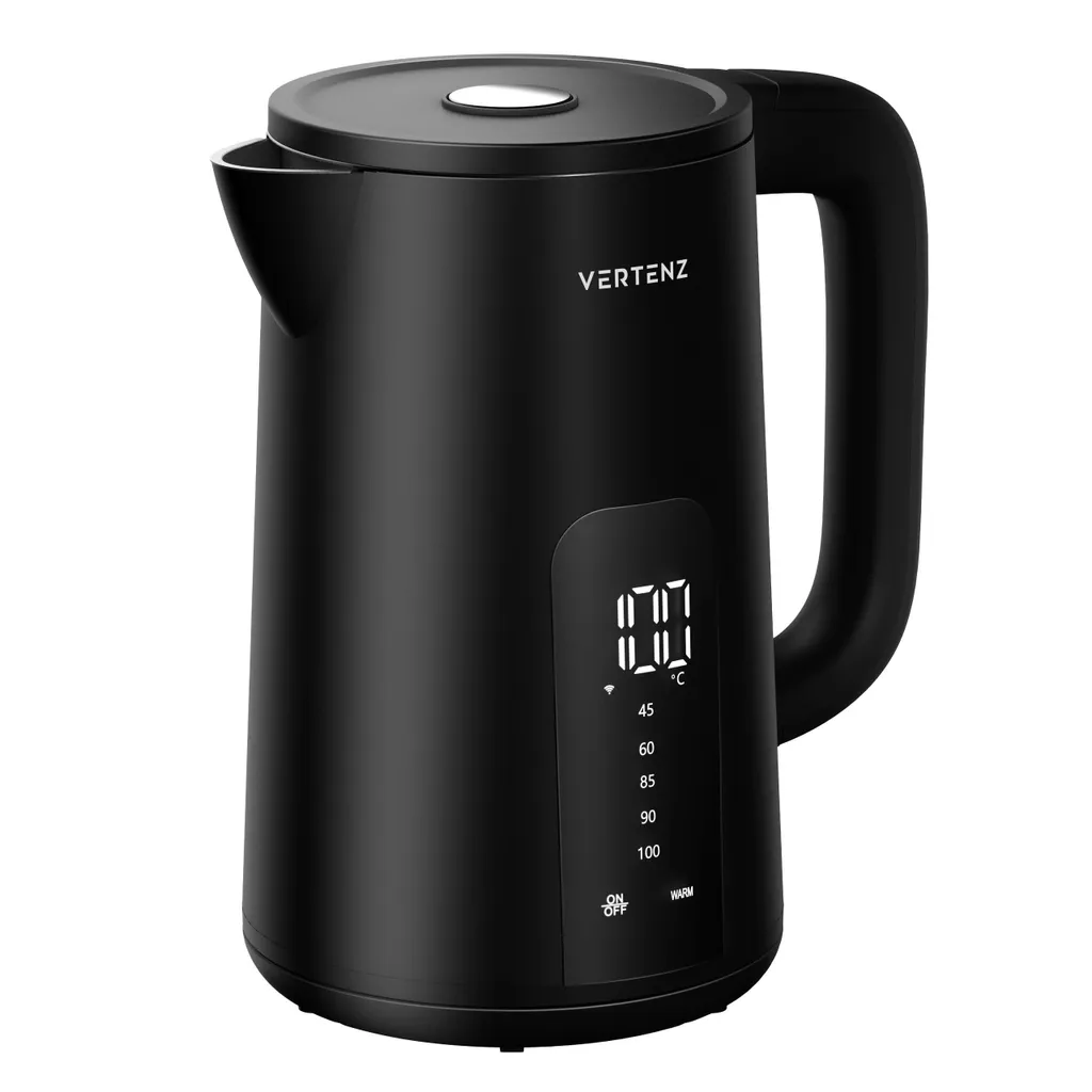 VERTENZ Harmony 50 | WiFi Smart Kettle with LED Display | 1.7L Capacity, Temperature Control, Double-Walled Construction | Stainless Steel | Black