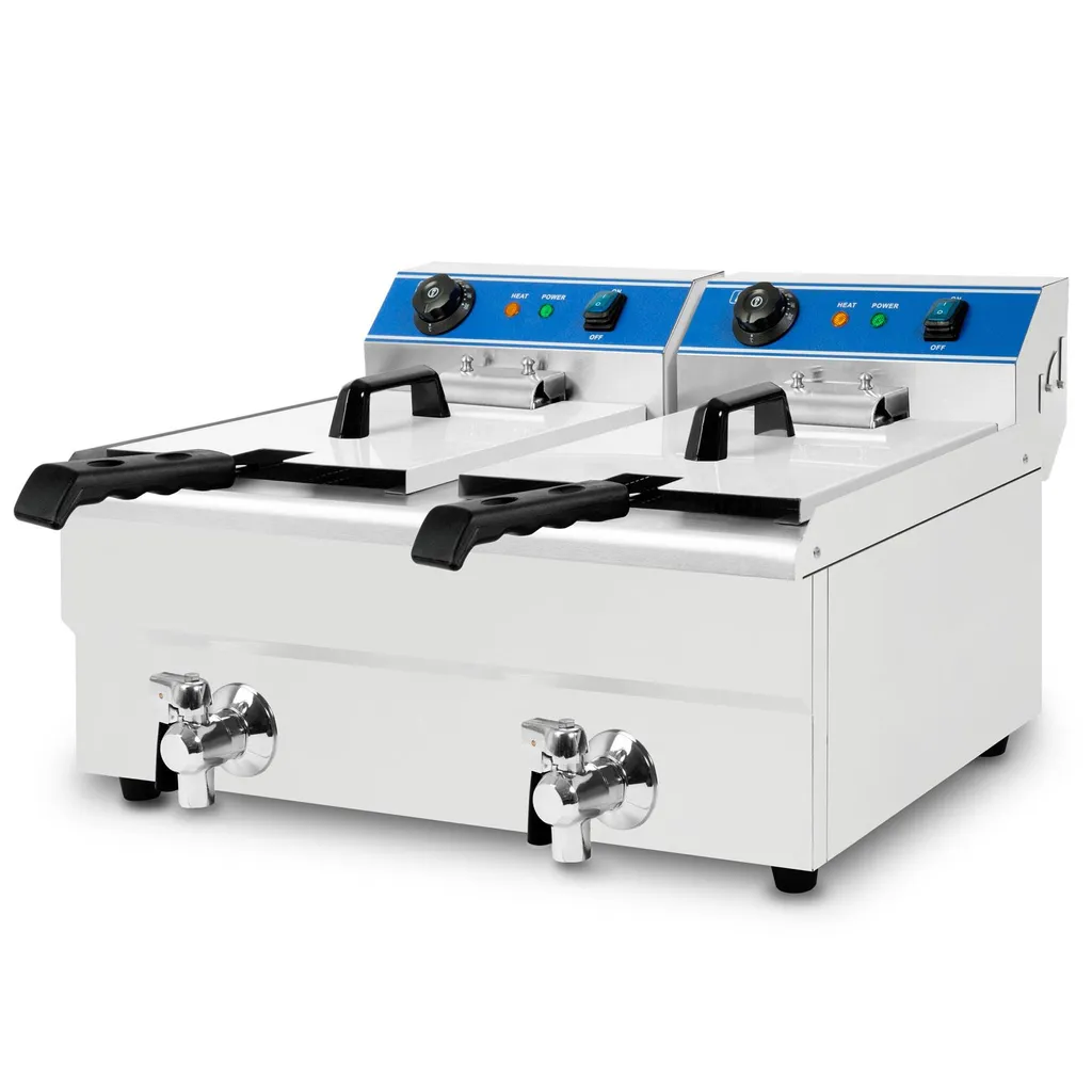 VERTES stainless steel fryer, 2 x 13 liter capacity, 50-200°C, 6000W, 230V, cold zone principle