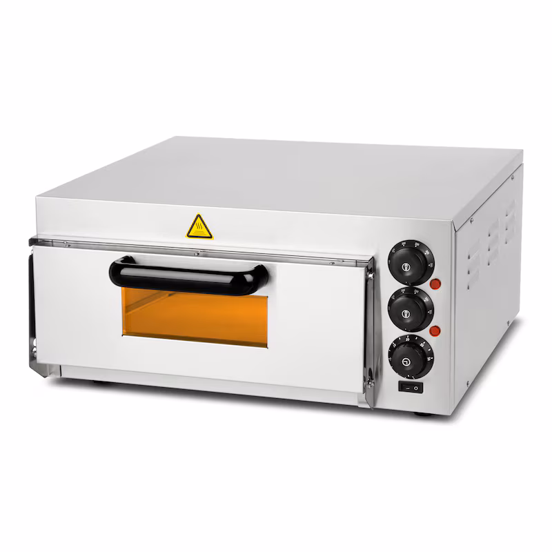 VERTES Gastro Pizza Oven with fireproof stone, timer, light, stainless steel housing, up to 350°C, for authentic Italian pizza
