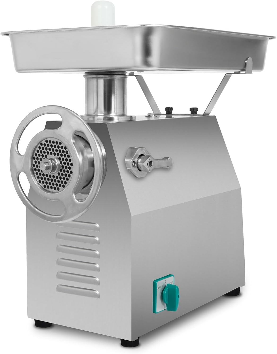 VERTES Meat Mincer Electric Stainless Steel 1500 W 350 kg/h Size 32 Professional for Catering 2 Filling Bowls 4 Perforated Discs 2 Knives Pusher Forward and Reverse Gear